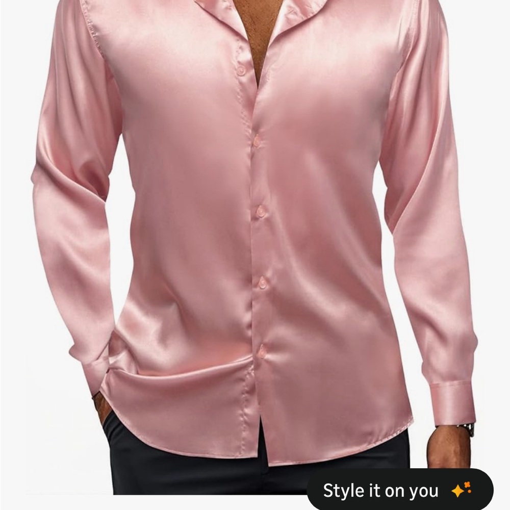 Men's Pink Satin Shirt